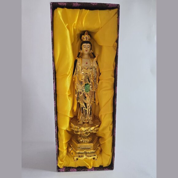 Rare Gorgeous Bronze Gilt Buddha Statue Set of 3 - Picture 8 of 10